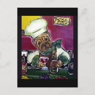 Cartão Postal Chef de Vinho Shar-Pei