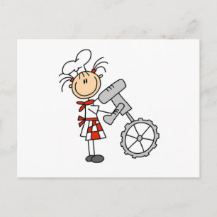 Cartão Postal Chef Feminina Usando Batedeira