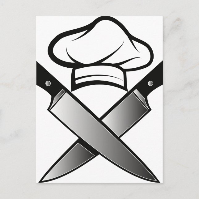 Cartão Postal Chef Hat e Knives (Frente)