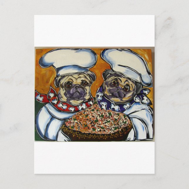 Cartão Postal Chef Pug (Frente)