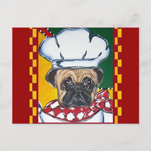 Cartão Postal Chef Pug (Frente)