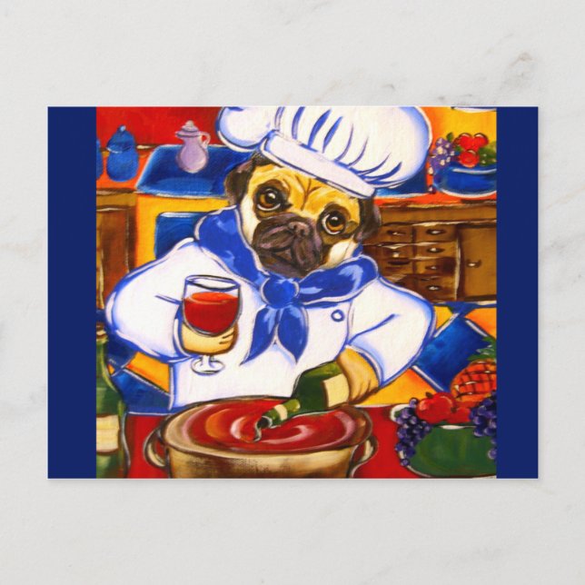 Cartão Postal Chef Pug (Frente)