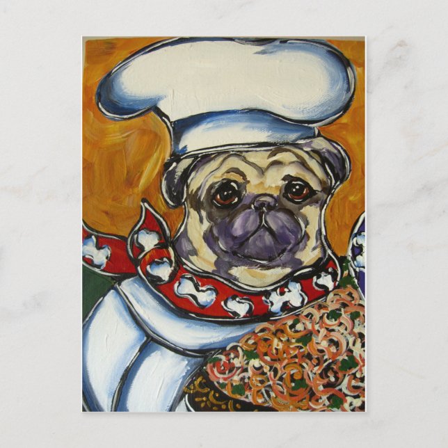 Cartão Postal Chef Pug (Frente)