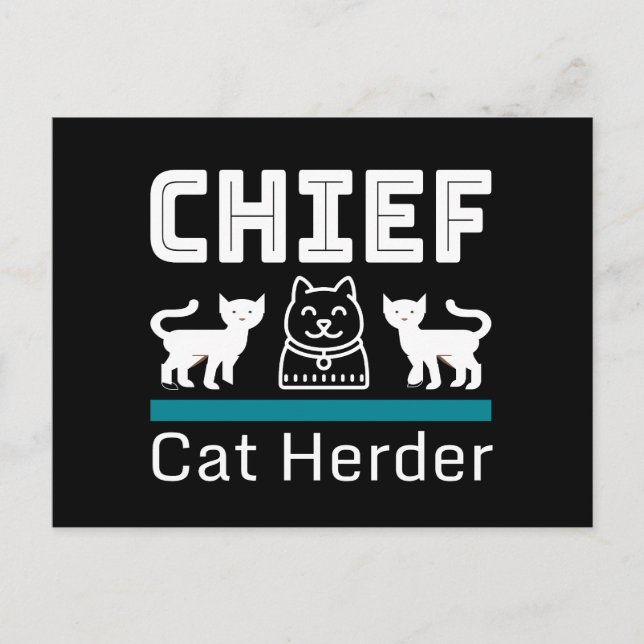 Cartão Postal Chefe Cat Herder Funny (Frente)