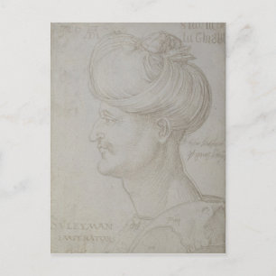 Cartão Postal Chefe de Suleyman, o Magnífico 1526