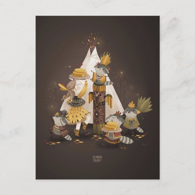 Cartão Postal Chefe do milho amarelo de Alexandra Dikaia (Frente)