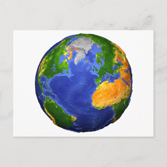 Cartão Postal Cheio Da Terra Mostrando Dados Topográficos. (Frente)