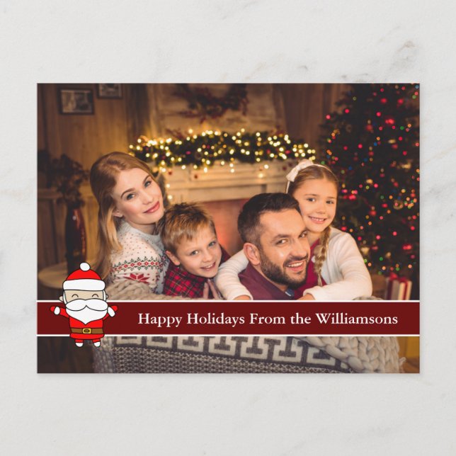 Cartão Postal Cheio de Feriados Felizes Foto e Papais noeis de F (Frente)