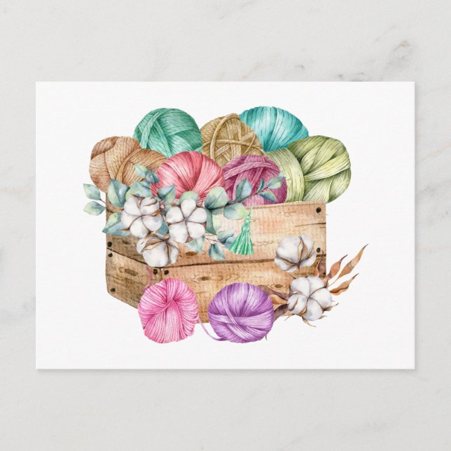 Cartão Postal Cheio de malha e flores de algodão (Frente)