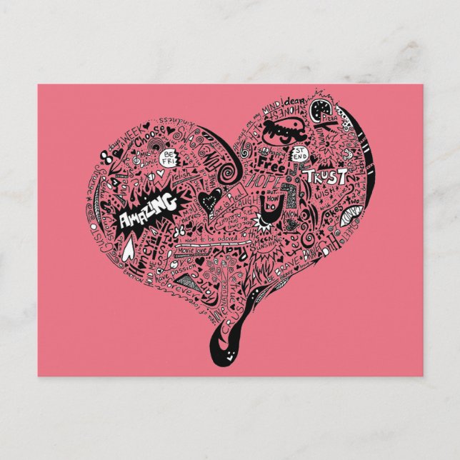 Cartão Postal Cheio do coração do grafite (Frente)