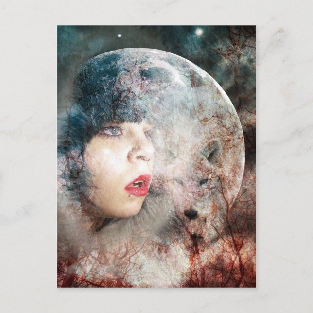 Cartão Postal Cheio Wolfs Moon Ascensão (Frente)