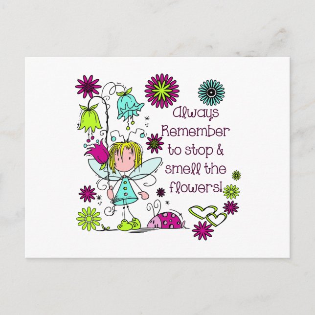 Cartão Postal Cheire as Flores (Frente)