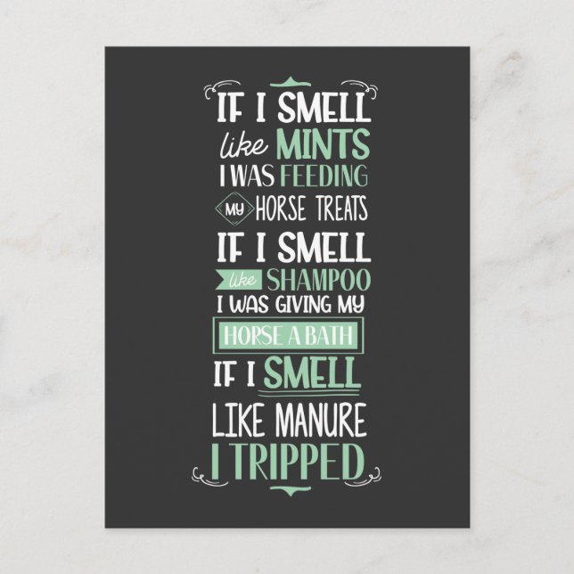 Cartão Postal Cheiro Como Cavalo Cavalo-de-Cavalo Andando Humor  (Frente)