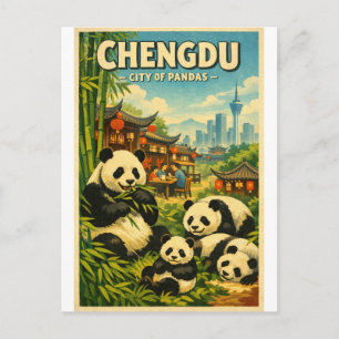 Cartão Postal Chengdu, China, num clássico retrô