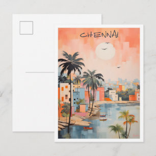 Cartão Postal Chennai Índia Arte Viagem