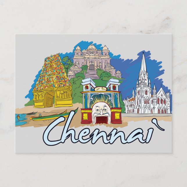 Cartão Postal Chennai, Índia Cidade Familiar (Frente)
