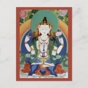 Cartão Postal Chenrezig Bodhisattva da Compaixão Deidade Tibetan