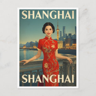 Cartão Postal Cheongsam de Xangai