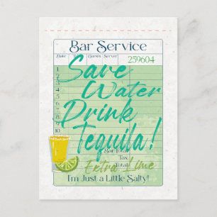 Cartão Postal Cheque de convidado Salvar Água Bebida Salty