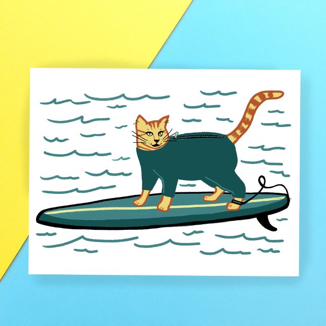 Cartão Postal Cheque Meowt! Surfer Tabby Cat PERSONALIZAR TI (Check Meowt! Surfer Tabby Cat CUSTOMIZE IT Postcard
)