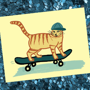 Cartão Postal Cheque Meowt! Tabuleiro de Skate Cat PERSONALIZAR 