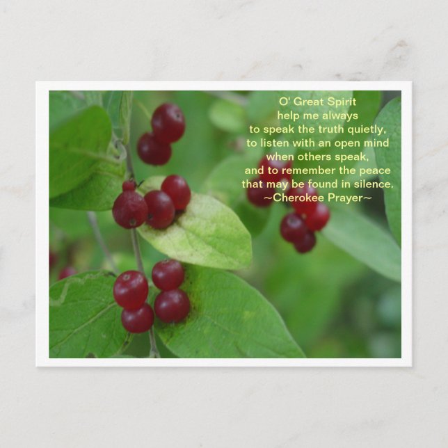Cartão Postal Cherokee Prayer (Frente)