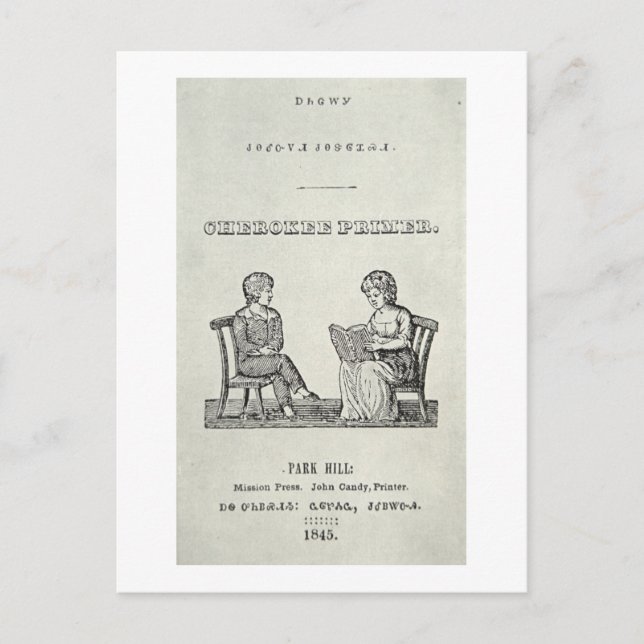 Cartão Postal Cherokee Primer, 1845 (gravura) (Frente)