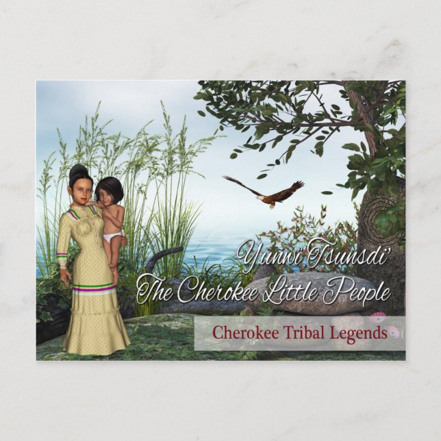 Cartão Postal Cherokee Tribal Legends: As Pequenas Pessoas (Frente)