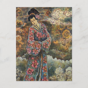 Cartão Postal Cherry Blossom Geisha, produtos de arte