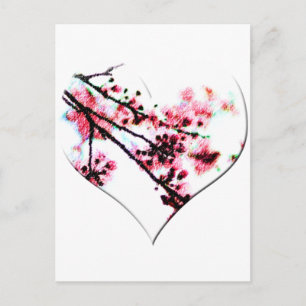 Cartão Postal Cherry Blossom Heart