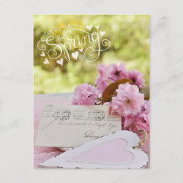Cartão Postal Cherry Blossom Loveletter Texto Primavera