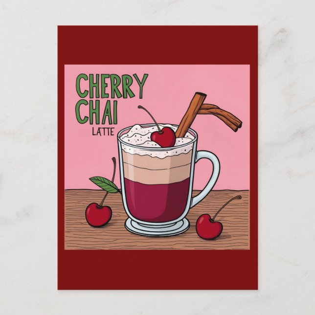 Cartão Postal cherry chai latte (Frente)