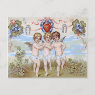 Cartão Postal Cherub Angel Horserrady Shamrock