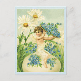 Cartão Postal Cherub e flores da Páscoa de vindima