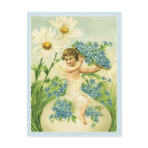 Cherub e flores da Páscoa de vindima