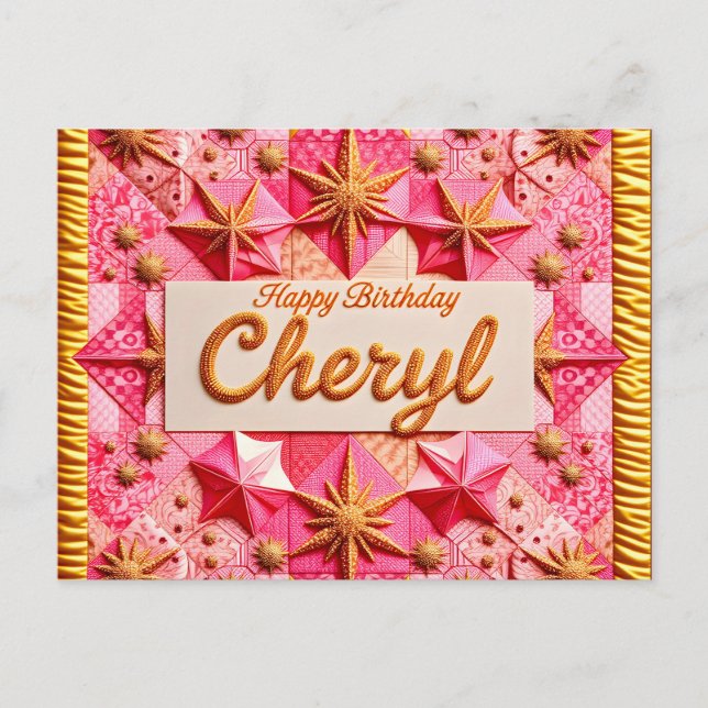 CARTÃO POSTAL CHERYL~ FELIZ ANIVERSÁRIO ~  (Frente)