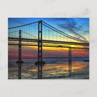 Cartão Postal Chesapeake Bay Bridge Icy Sunset Silhouette