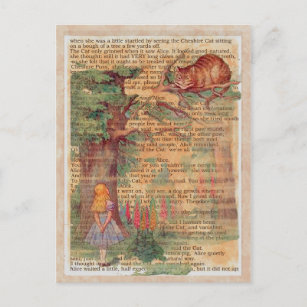 Cartão Postal Cheshire cat e Alice
