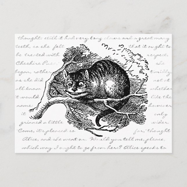 Cartão Postal Cheshire Cat - Estamos todos zangados aqui (Frente)