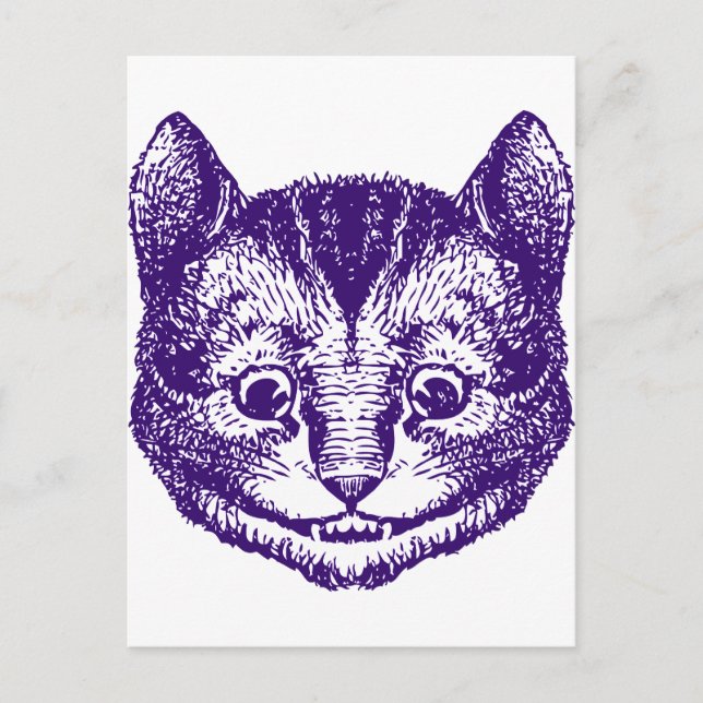 Cartão Postal Cheshire Cat Inked Roxo (Frente)