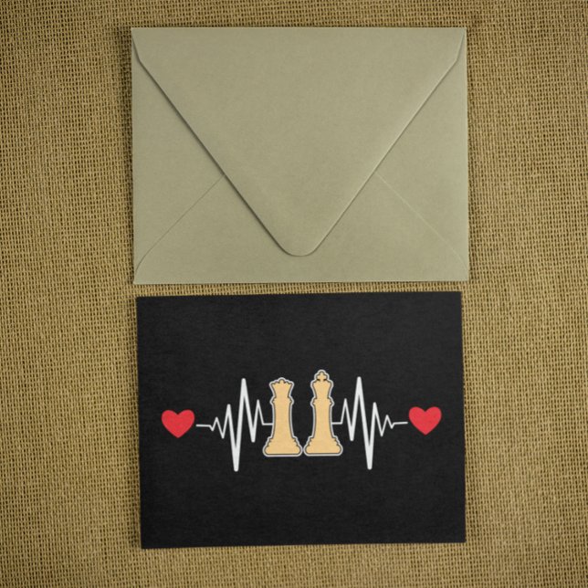 Cartão Postal Chess Heartbeat Checkmate Vintage (chess heartbeat black postcard)