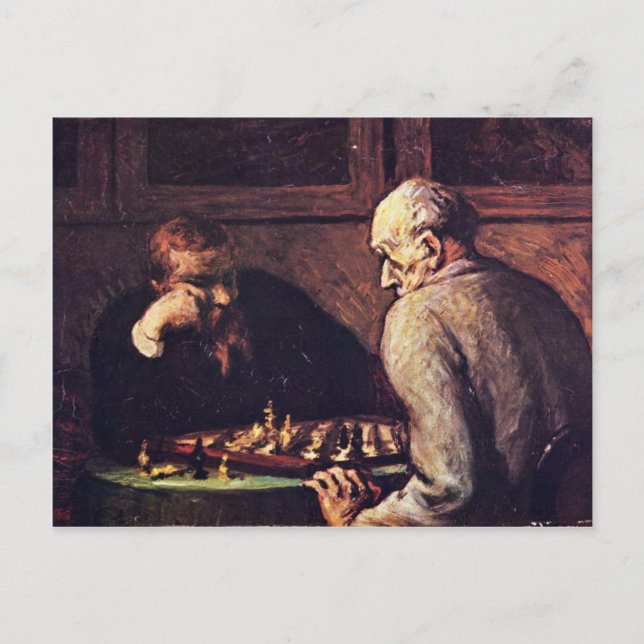 Cartão Postal Chess Players Por Daumier Honoré (Frente)