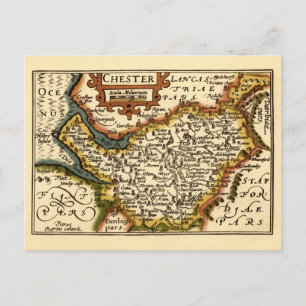 Cartão Postal Chester Cheshire, County Map, Inglaterra