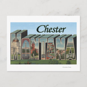 Cartão Postal Chester, Montana - Cenas com Letras Grandes
