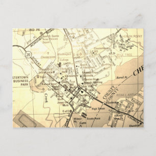 Cartão Postal Chestertown, MD Vintage Map