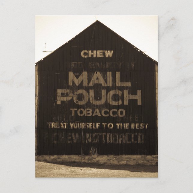 Cartão Postal Chew Mail Pouch Cigarro Barn - Sepia Finish (Frente)