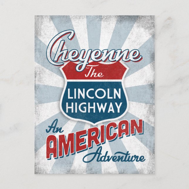 Cartão Postal Cheyenne Lincoln Highway Vintage America Wyoming (Frente)