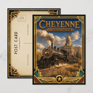 Cartão Postal Cheyenne Wyoming Arte Deco Vintage Idade Dourada
