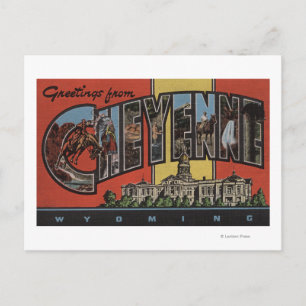 Cartão Postal Cheyenne, Wyoming - Cenas com Letras Grandes