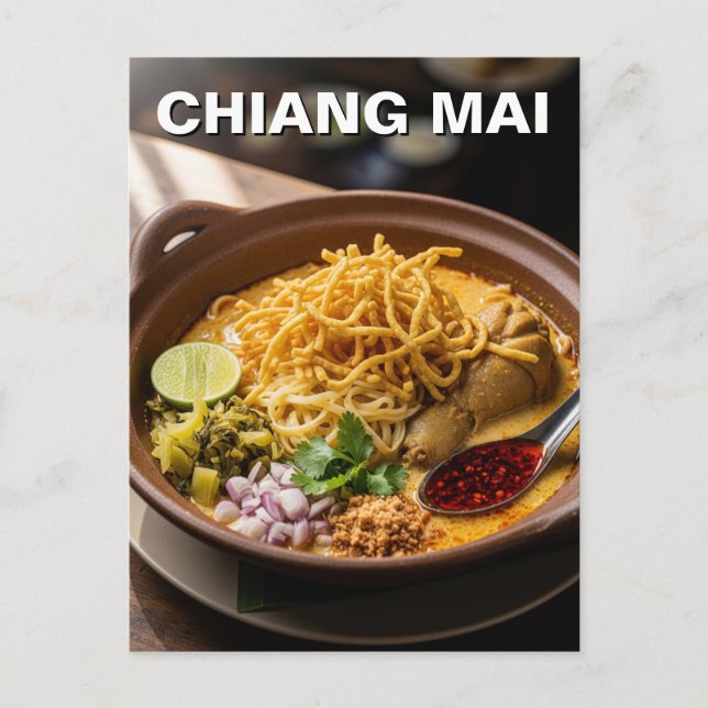 Cartão Postal Chiang Mai Khao Soi Comida Tailandesa (Frente)